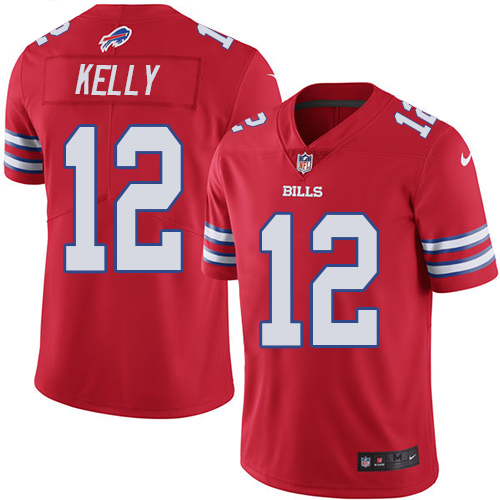 Youth Elite Jim Kelly Nike Jersey Red - #12 Rush NFL Buffalo Bills